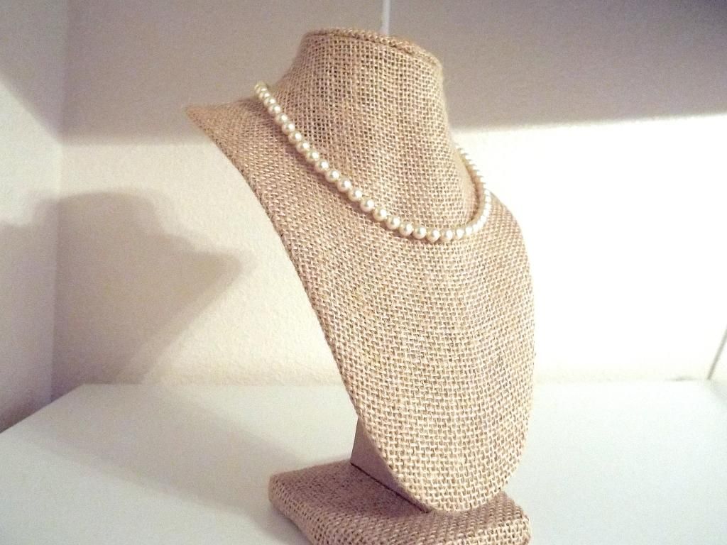 burlap linen necklace stand