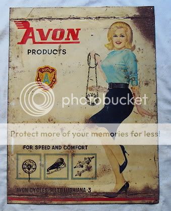 AVON CYCLE PRODUCTS Vintage Advertising Tin Sign 1920S Rare 